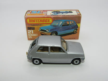 Matchbox Superfast No 21C Renault 5TL Silver BROWN Interior SILVER Base