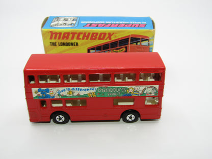 Matchbox Superfast No 17B The Londoner, Chambourcy Yogurts, 5 Spoke Wheels, Gloss Black Base