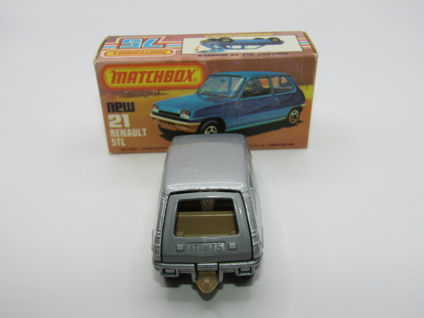 Matchbox Superfast No 21C Renault 5TL Silver BROWN Interior SILVER Base