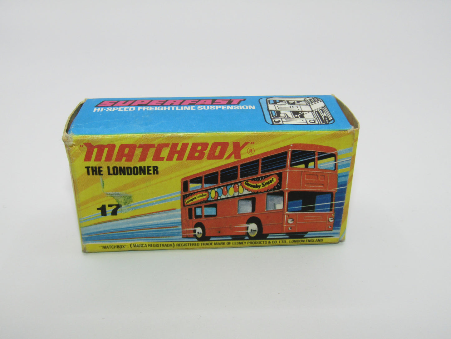 Matchbox Superfast No 17B The Londoner, Chambourcy Yogurts, 5 Spoke Wheels, Gloss Black Base