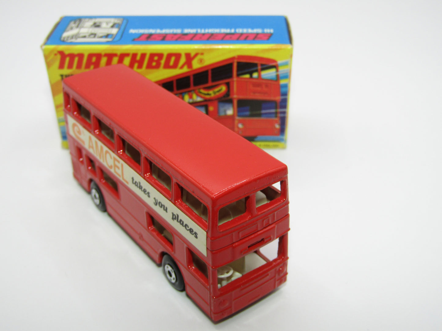 Matchbox Superfast No 17B The Londoner, AMCEL, 5 Spoke Wheels, Gloss Black Base