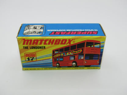 Matchbox Superfast No 17B The Londoner, AMCEL, 5 Spoke Wheels, Gloss Black Base