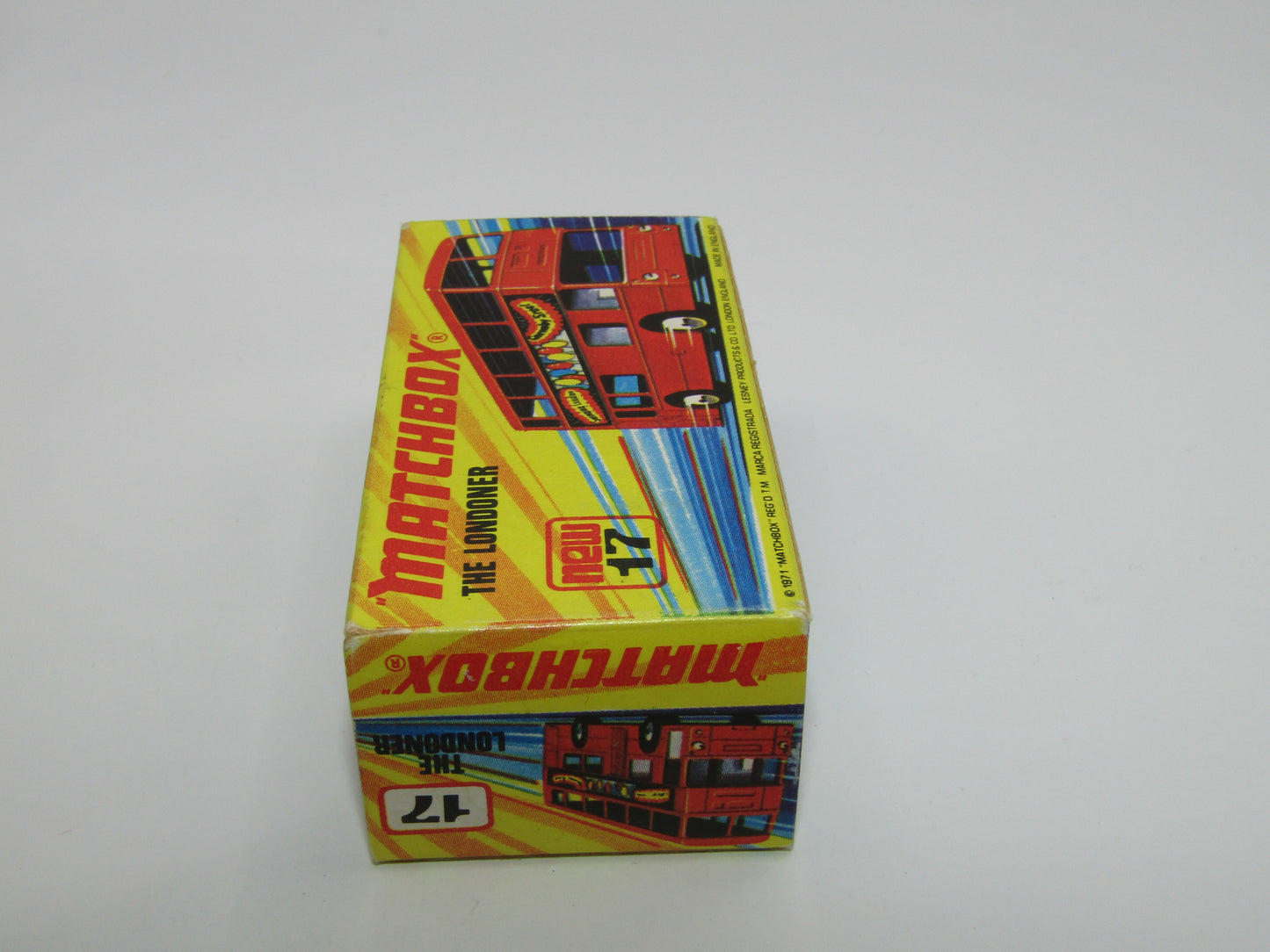 Matchbox Superfast No 17B The Londoner, AMCEL, 5 Spoke Wheels, Gloss Black Base
