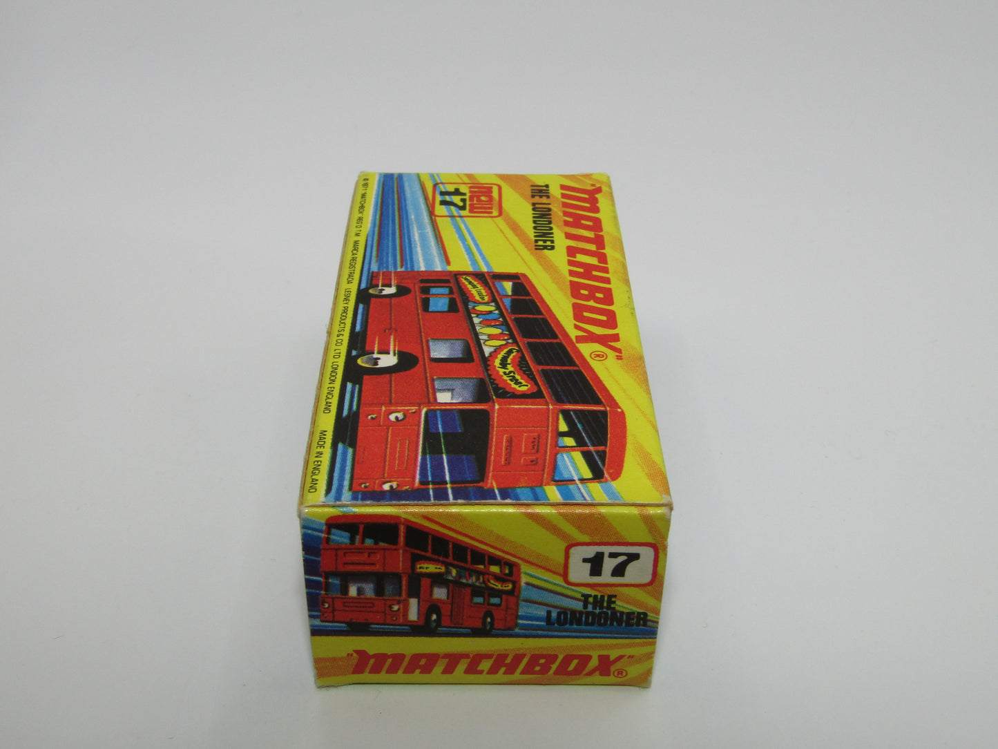 Matchbox Superfast No 17B The Londoner, AMCEL, 5 Spoke Wheels, Gloss Black Base