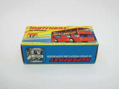 Matchbox Superfast No 17B The Londoner, AMCEL, 5 Spoke Wheels, Gloss Black Base