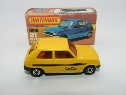 Matchbox Superfast No 21C Renault 5TL DARK AMBER Windows GREY BROWN Base
