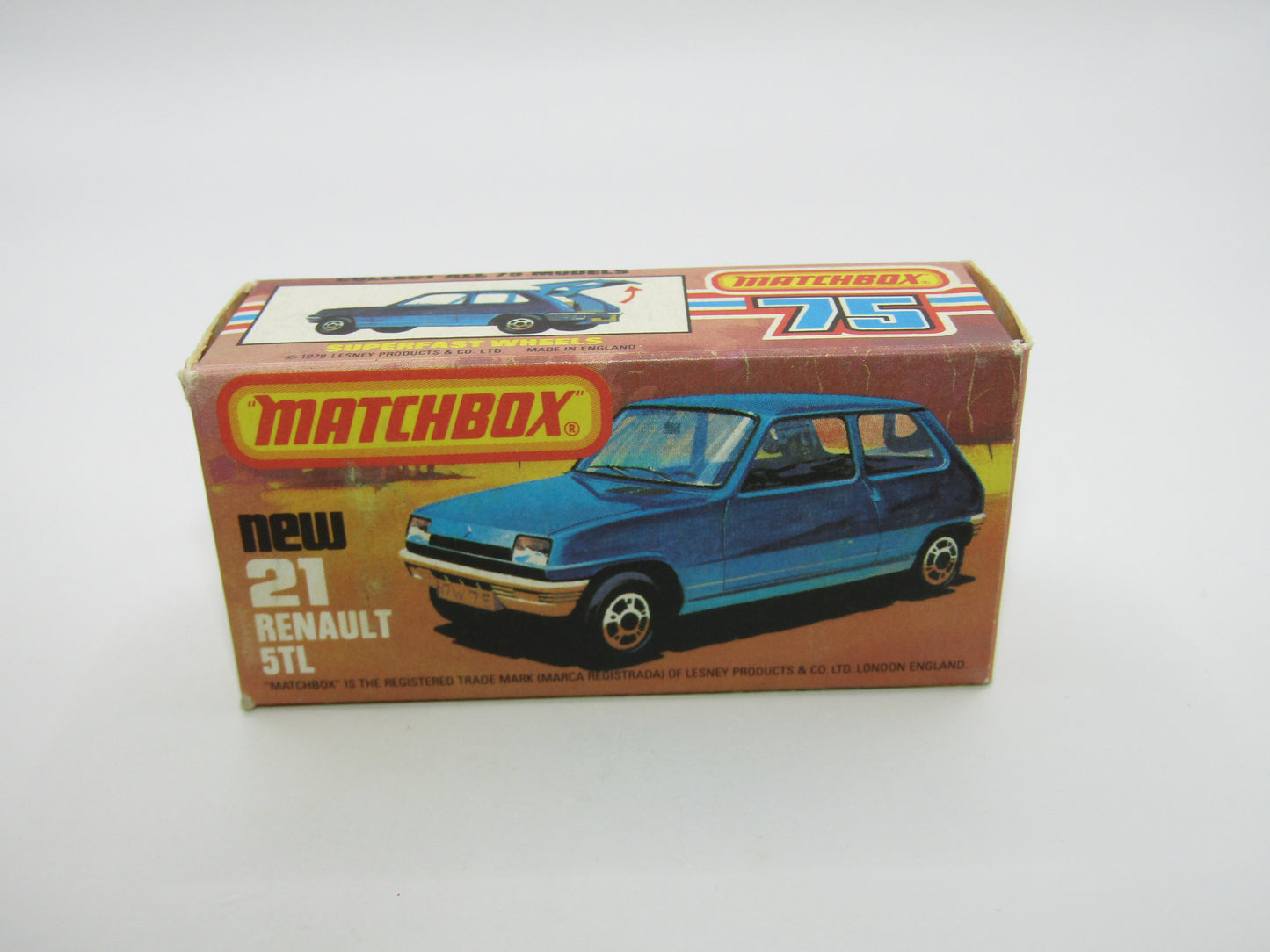 Matchbox Superfast No 21C Renault 5TL DARK AMBER Windows GREY BROWN Base