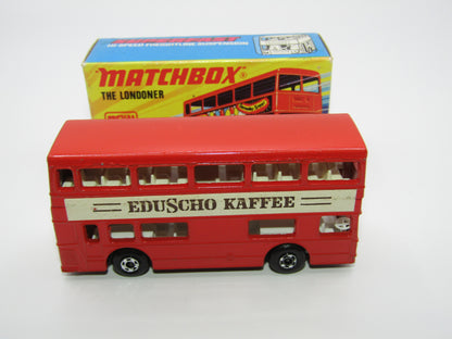 Matchbox Superfast No 17B The Londoner, EDUSCHO KAFFEE, 5 Spoke Wheels, Gloss Black Base