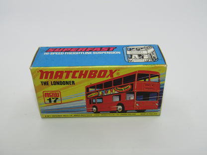 Matchbox Superfast No 17B The Londoner, EDUSCHO KAFFEE, 5 Spoke Wheels, Gloss Black Base