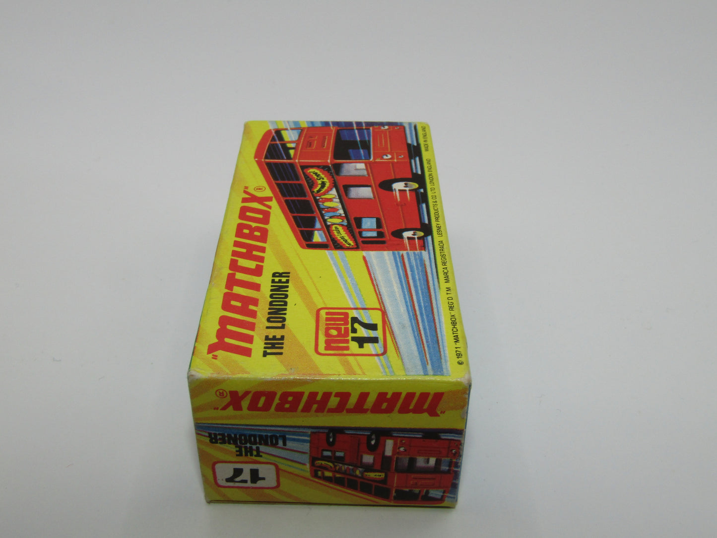 Matchbox Superfast No 17B The Londoner, EDUSCHO KAFFEE, 5 Spoke Wheels, Gloss Black Base