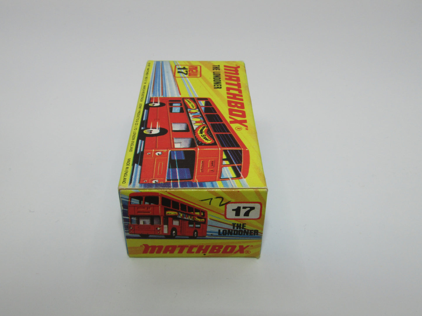 Matchbox Superfast No 17B The Londoner, EDUSCHO KAFFEE, 5 Spoke Wheels, Gloss Black Base
