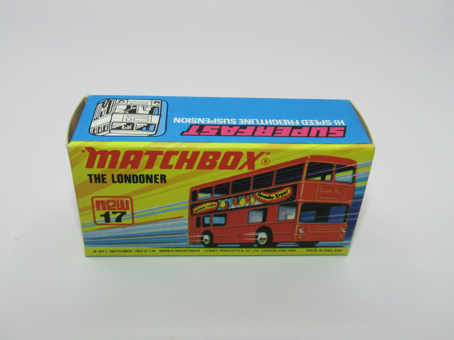 Matchbox Superfast No 17B The Londoner, RED Silver Jubilee, 5 Spoke Wheels, Gloss Black Base
