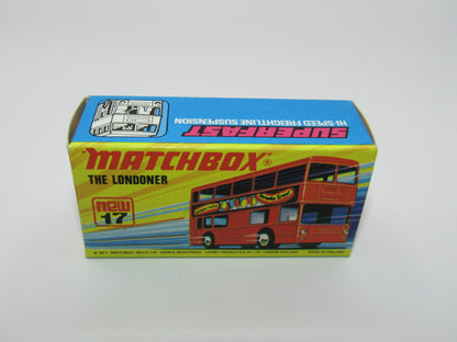 Matchbox Superfast No 17B The Londoner, RED Silver Jubilee, 5 Spoke Wheels, Gloss Black Base