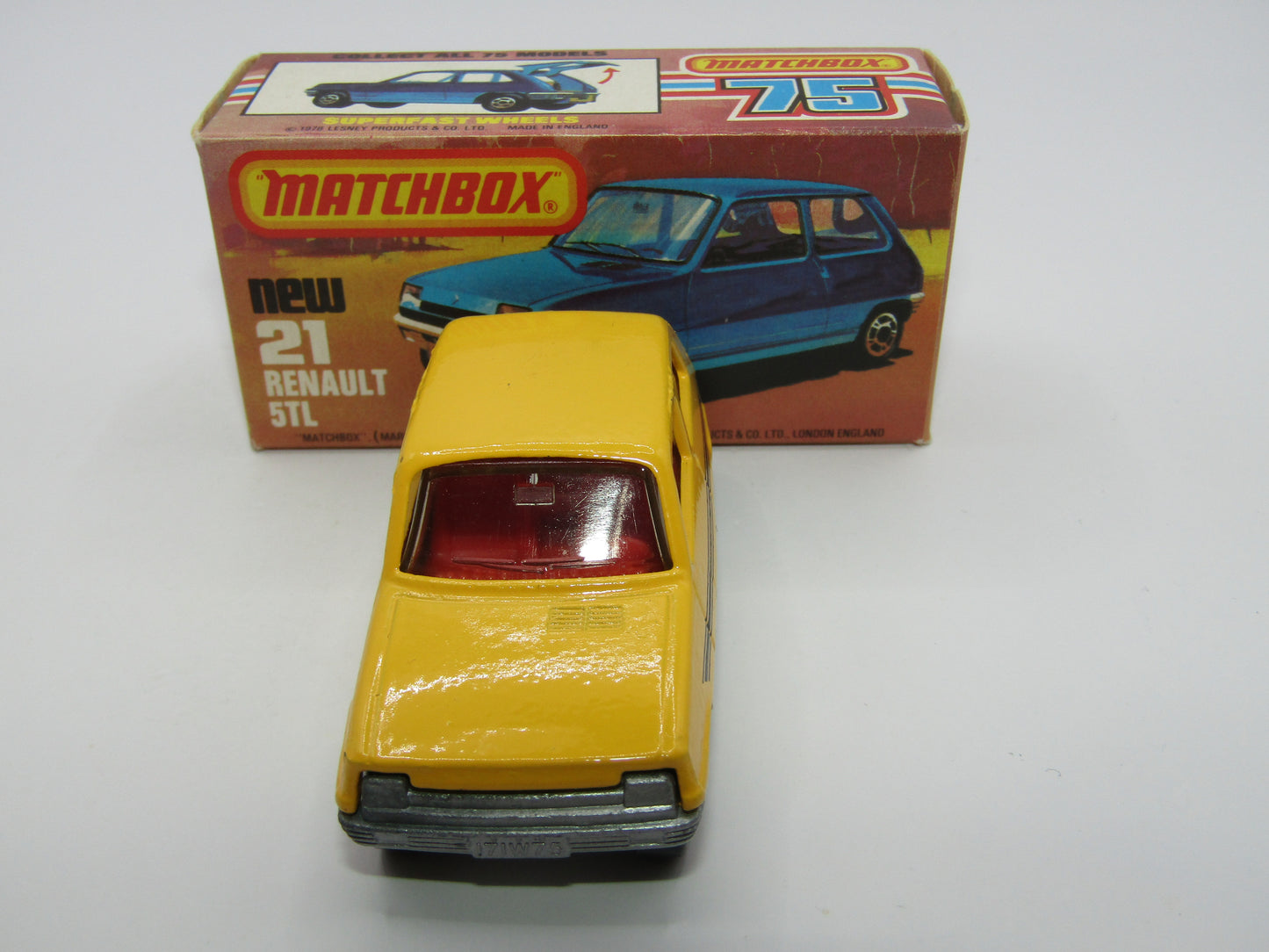 Matchbox Superfast No 21C Renault 5TL Yellow RED Interior SILVER Base