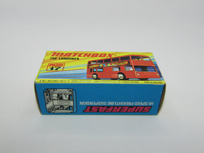 Matchbox Superfast No 17B The Londoner, RED Silver Jubilee, 5 Spoke Wheels, Gloss Black Base