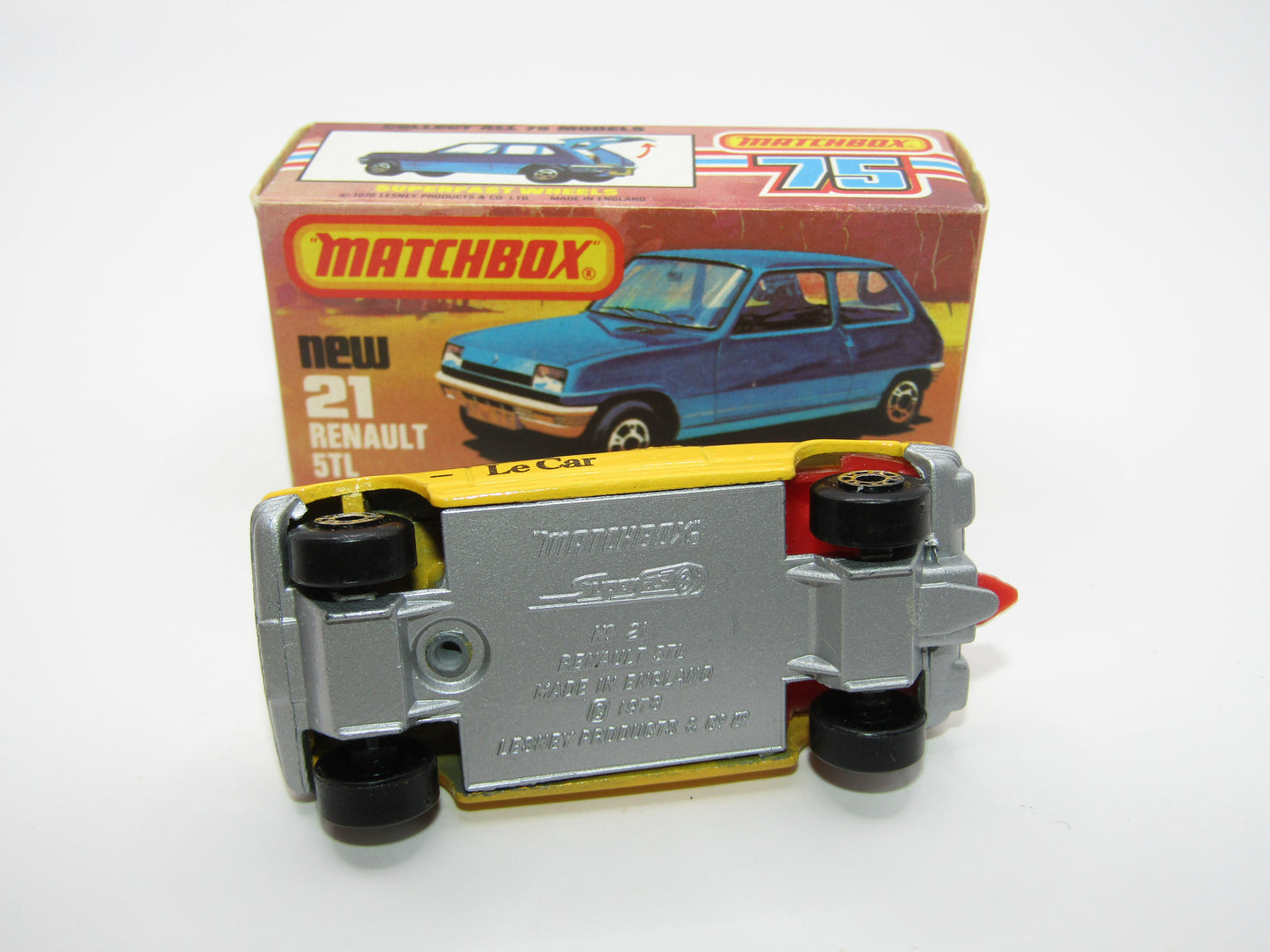Matchbox Superfast No 21C Renault 5TL Yellow RED Interior SILVER Base