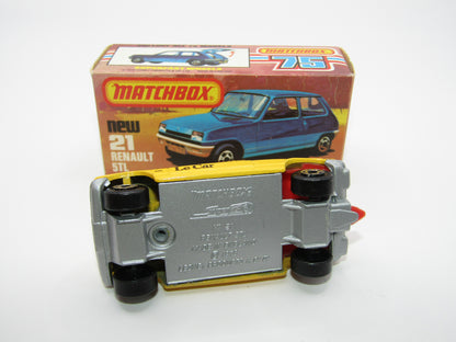 Matchbox Superfast No 21C Renault 5TL Yellow RED Interior SILVER Base