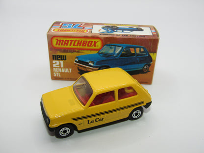 Matchbox Superfast No 21C Renault 5TL Yellow RED Interior BLACK Base