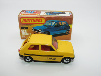Matchbox Superfast No 21C Renault 5TL Yellow RED Interior BLACK Base