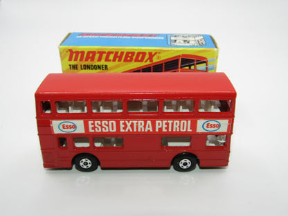 Matchbox Superfast No 17B The Londoner, ESSO EXTRA PETROL, 5 Spoke Wheels, Gloss Black Base