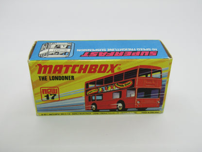 Matchbox Superfast No 17B The Londoner, ESSO EXTRA PETROL, 5 Spoke Wheels, Gloss Black Base