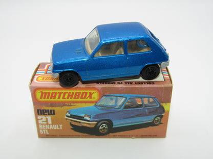 Matchbox Superfast No 21C Renault 5TL Blue BLACK HUBS Silver Base
