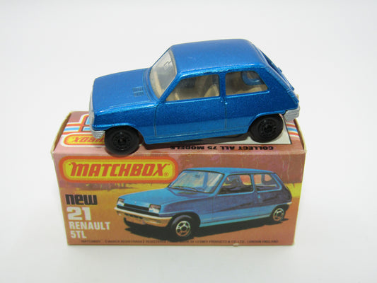 Matchbox Superfast No 21C Renault 5TL Blue BLACK HUBS Silver Base
