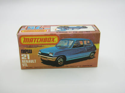 Matchbox Superfast No 21C Renault 5TL Blue BLACK HUBS Silver Base