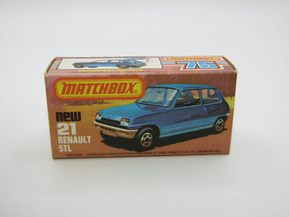 Matchbox Superfast No 21C Renault 5TL Blue BLACK HUBS Silver Base
