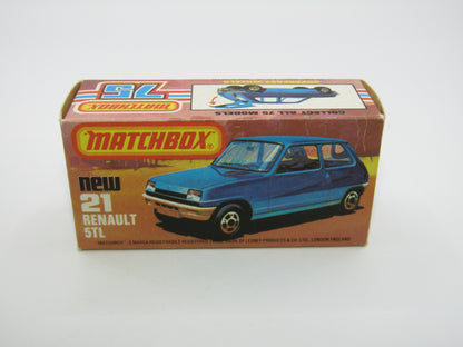 Matchbox Superfast No 21C Renault 5TL Blue RED Interior BLACK Base